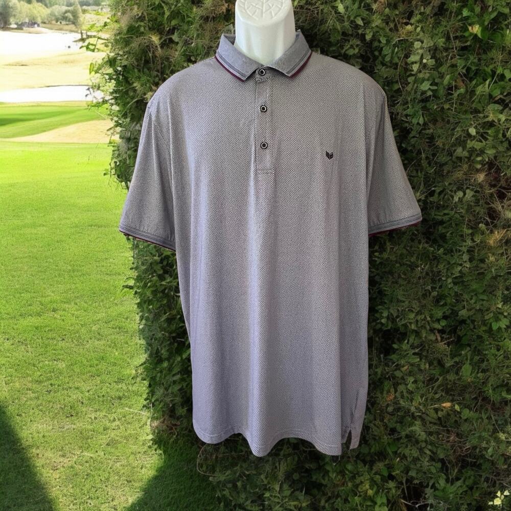 Buttercloth Icy Cotton Men's Polo Shirt Blue and Maroon Jacquard Knit Size XL